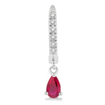 Load image into Gallery viewer, 5x3 MM Pear Shape Ruby and 1/8 Ctw Round Cut Diamond Petite Fashion Huggie Earrings in 10K White Gold
