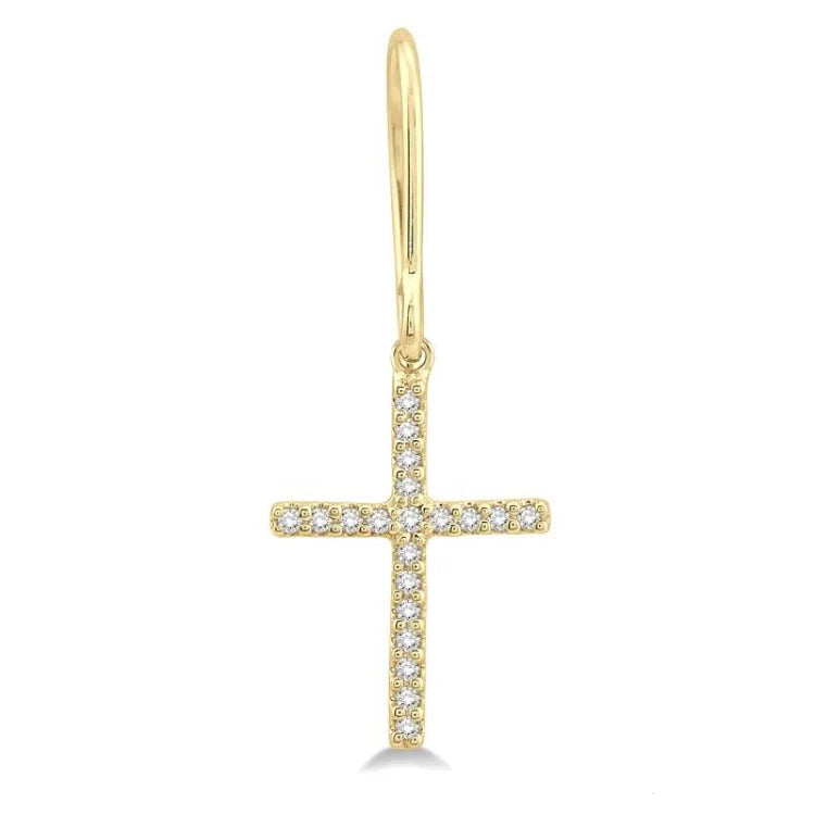 1/6 Ctw Cross Charm Petite Round Cut Diamond Fashion Earrings in 10K Yellow Gold