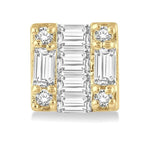 Load image into Gallery viewer, 1/6 Ctw Square Shape Baguette and Round Cut Diamond Petite Fashion Earring in 10K Yellow Gold.
