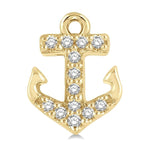 Load image into Gallery viewer, 1/10 Ctw Anchor Round Cut Diamond Petite Fashion Earring in 10K Yellow Gold