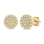 Load image into Gallery viewer, 1/8 Ctw Disc Shape Round Cut Diamond Petite Fashion Earring in 10K Yellow Gold