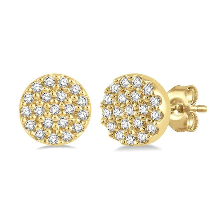 1/8 Ctw Disc Shape Round Cut Diamond Petite Fashion Earring in 10K Yellow Gold