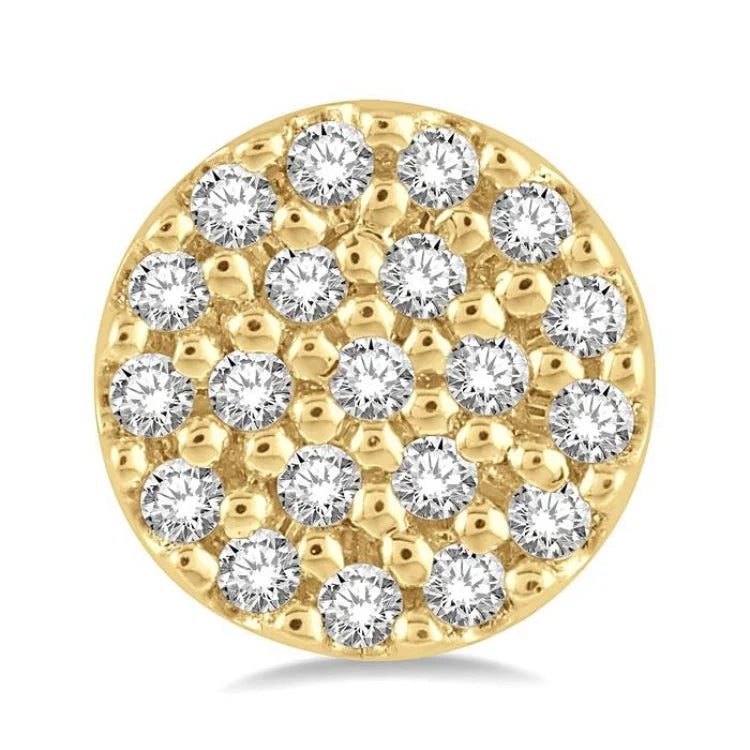 1/8 Ctw Disc Shape Round Cut Diamond Petite Fashion Earring in 10K Yellow Gold