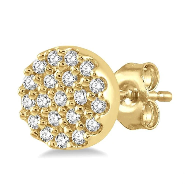 1/8 Ctw Disc Shape Round Cut Diamond Petite Fashion Earring in 10K Yellow Gold