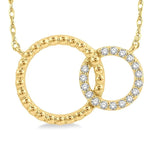 Load image into Gallery viewer, 1/10 Ctw Interlocking Twin Circles Round Cut Diamond Pendant With Chain in 10K Yellow Gold