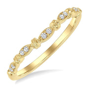 1/20 Ctw Marquise Link Round Cut Diamond Wedding Band in 14K Yellow Gold