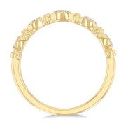 1/20 Ctw Marquise Link Round Cut Diamond Wedding Band in 14K Yellow Gold