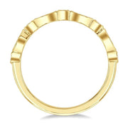 1/10 Ctw Marquise and Circular Motif Carved Round Cut Diamond Stackable Wedding Band in 14K Yellow Gold