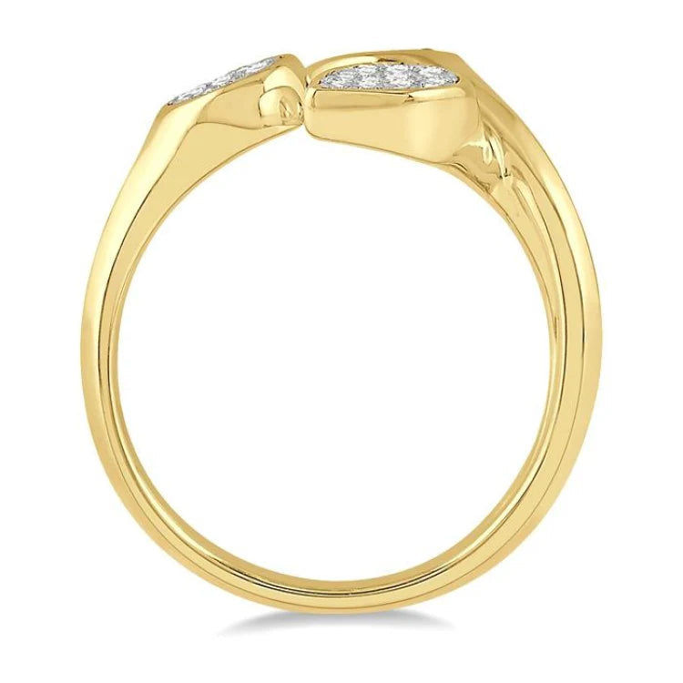 1/3 Ctw Lovebright Open Center Mixed Shape Mounts Round Cut Diamond Fashion Ring in 10K Yellow and White Gold