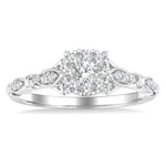 Load image into Gallery viewer, 3/8 Ctw Round Lovebright Diamond Engagement Ring in 14K White Gold