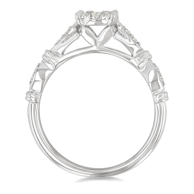 3/8 Ctw Round Lovebright Diamond Engagement Ring in 14K White Gold