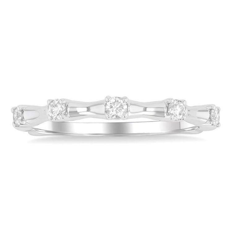 1/5 Ctw Bamboo Shoot Inspired Round Cut Diamond Fashion Ring in 14K White Gold