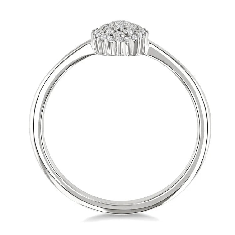 1/6 Ctw Petite Oval Shape Round Cut Diamond Cluster Fashion Ring in 10K White Gold