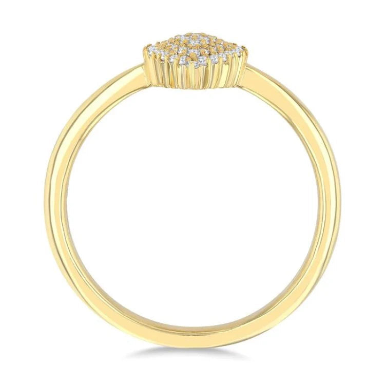 1/6 Ctw Petite Pear Shape Round Cut Diamond Cluster Fashion Ring in 10K Yellow Gold