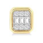 Load image into Gallery viewer, 1/5 Ctw Petite Bezel Set Emerald Shape Fusion Baguette and Round Cut Diamond Fashion Stud Earring in 10K Yellow Gold