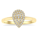 Load image into Gallery viewer, 1/6 Ctw Double Halo Pear Shape Petite Round Cut Diamond Fashion Ring in 10K Yellow Gold