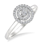 Load image into Gallery viewer, 1/6 Ctw Double Halo Round shape Petite Round Cut Diamond Fashion Ring in 10K White Gold