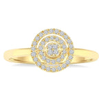 Load image into Gallery viewer, 1/6 Ctw Double Halo Round shape Petite Round Cut Diamond Fashion Ring in 10K Yellow Gold