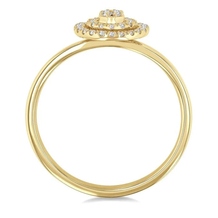1/6 Ctw Double Halo Round shape Petite Round Cut Diamond Fashion Ring in 10K Yellow Gold