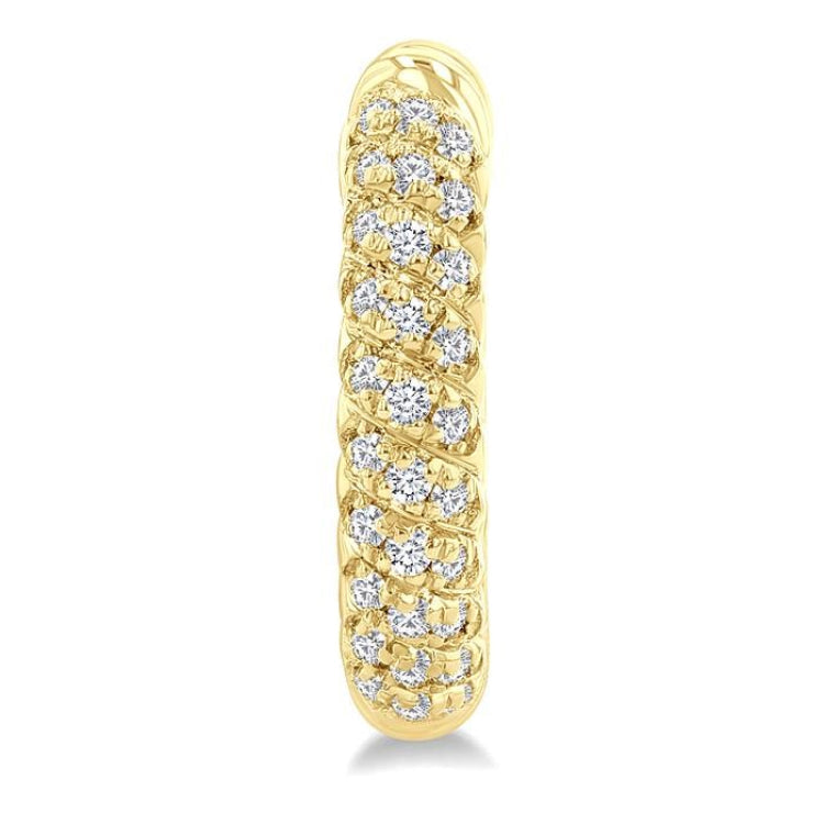 1/5 Ctw Petite Swirl Pattern Round Cut Diamond Fashion Huggies in 10K Yellow Gold