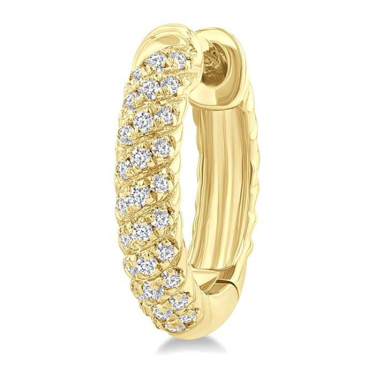 1/5 Ctw Petite Swirl Pattern Round Cut Diamond Fashion Huggies in 10K Yellow Gold