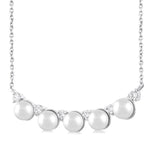 Load image into Gallery viewer, 4.5 MM Round Shape Cultured Pearl and 1/6 Ctw Smile Round Cut Diamond Necklace in 10K White Gold