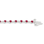 Load image into Gallery viewer, 2.5 MM Round Cut Ruby and 1/2 Ctw Round Cut Diamond Precious Bracelet in 10K White Gold