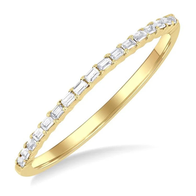 1/10 Ctw Straight Row Baguette Cut Diamond Stackable Fashion Band in 10K Yellow Gold