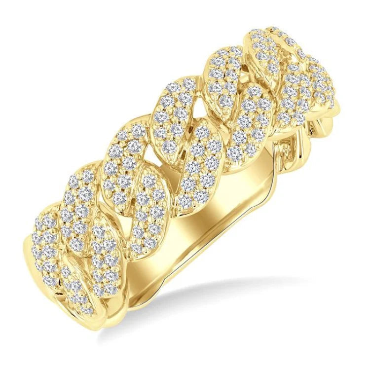 1/2 Ctw Cuban Link Round Cut Diamond Fashion Band in 14K Yellow Gold