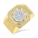 Load image into Gallery viewer, 1 3/8 Ctw Octagonal Shape Lovebright Round Cut Diamond Men's Ring in 10K Yellow and White Gold