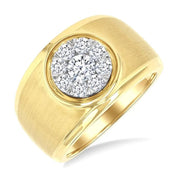1 Ctw Circular Wide Shank Lovebright Round Cut Diamond Men's Ring in 10K Yellow and White Gold