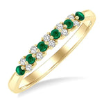 Load image into Gallery viewer, 1.9 MM Emerald and 1/10 Ctw Round Cut Diamond Precious Band in 14K Yellow Gold