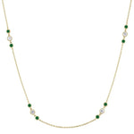Load image into Gallery viewer, 2.25 MM Emerald and 1/2 Ctw Round Cut Diamond Precious Station Necklace in 14K Yellow Gold