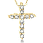 Load image into Gallery viewer, 1/20 Ctw Round Cut Diamond Cross Petite Pendant in 14K Yellow Gold with Chain
