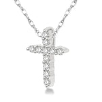Load image into Gallery viewer, 1/20 Ctw Round Cut Diamond Cross Petite Pendant in 14K White Gold with Chain