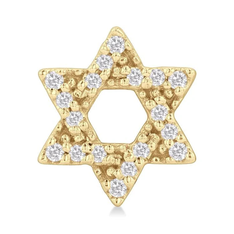 1/8 Ctw Star Of David Round Cut Diamond Petite Fashion Stud Earring in 10K Yellow Gold