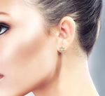 Load image into Gallery viewer, 1/8 Ctw Star Of David Round Cut Diamond Petite Fashion Stud Earring in 10K Yellow Gold