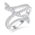 Load image into Gallery viewer, 3/4 Ctw Three-Way Split Shank Mixed Diamond Cut Fashion Ring in 14K White Gold