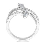 Load image into Gallery viewer, 3/4 Ctw Three-Way Split Shank Mixed Diamond Cut Fashion Ring in 14K White Gold