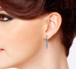 Load image into Gallery viewer, 2.5 MM Round Cut Sapphire and 2 1/2 Ctw Round Cut Diamond Precious Inside-Out Alternating Hoop Earrings in 14K White Gold
