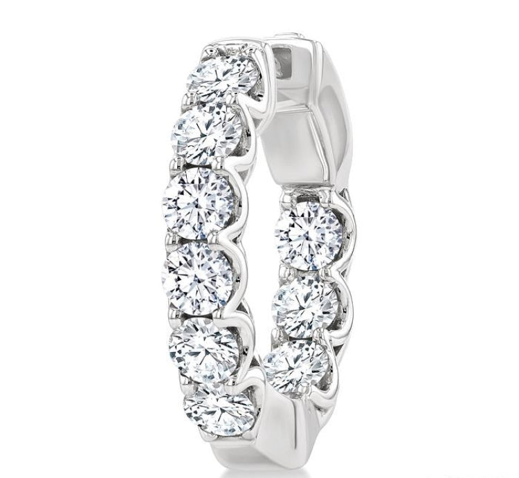 3 Ctw Inside-Out Embellished Round Cut Diamond Hoop Earrings in 14K White Gold