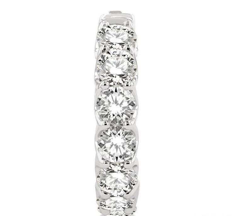 5 Ctw Inside-Out Embellished Round Cut Diamond Hoop Earrings in 14K White Gold