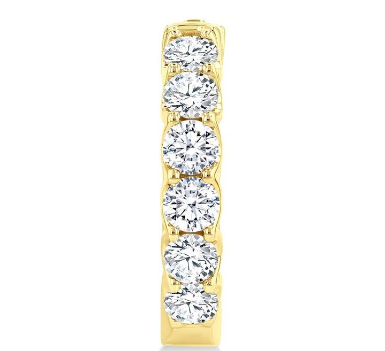 3 Ctw Inside-Out Embellished Round Cut Diamond Hoop Earrings in 14K Yellow Gold