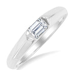 Load image into Gallery viewer, 1/3 Ctw East-West Set Emerald Cut Diamond Solitaire Fashion Ring in 14K White Gold