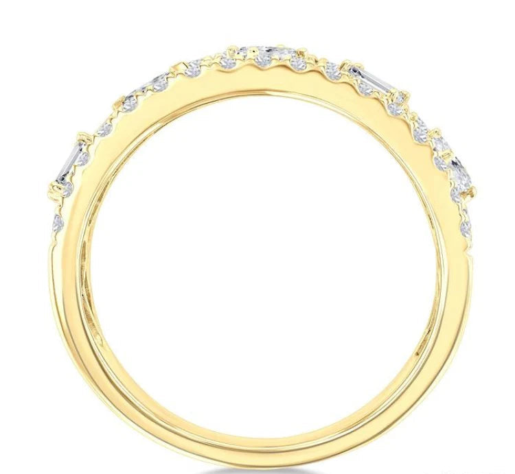 7/8 Ctw 5-Stone Mixed Shape Diamond Fashion Band in 14K Yellow Gold