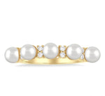 Load image into Gallery viewer, 4 MM Round Shape Cultured Pearl and 1/6 Ctw Round Cut Diamond Semi-Precious Fashion Ring in 10K Yellow Gold