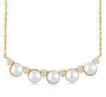 Load image into Gallery viewer, 4.5 MM Round Shape Cultured Pearl and 1/6 Ctw Smile Round Cut Diamond Necklace in 10K Yellow Gold