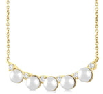 Load image into Gallery viewer, 4.5 MM Round Shape Cultured Pearl and 1/6 Ctw Smile Round Cut Diamond Necklace in 10K Yellow Gold