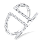 Load image into Gallery viewer, 1/3 Ctw Geometric Wide Split Lightweight Round Cut Diamond Open Fashion Ring in 10K White Gold