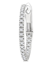 Load image into Gallery viewer, 1/6 Ctw Inside &amp; Outside Round Cut Diamond Hoop Earring in 14K White Gold
